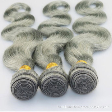 Human Hair Extensions Gray Weave 8A Garde Brazilian Hair WEAVING Non-remy Hair Grey Silky Straight Wave >=20% Double Drawn